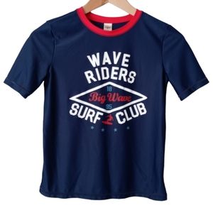 OSHKOSH B'gosh Boys' Short Sleeve  Swim Rashguard Shirt. Size 12. Navy Blue,Red